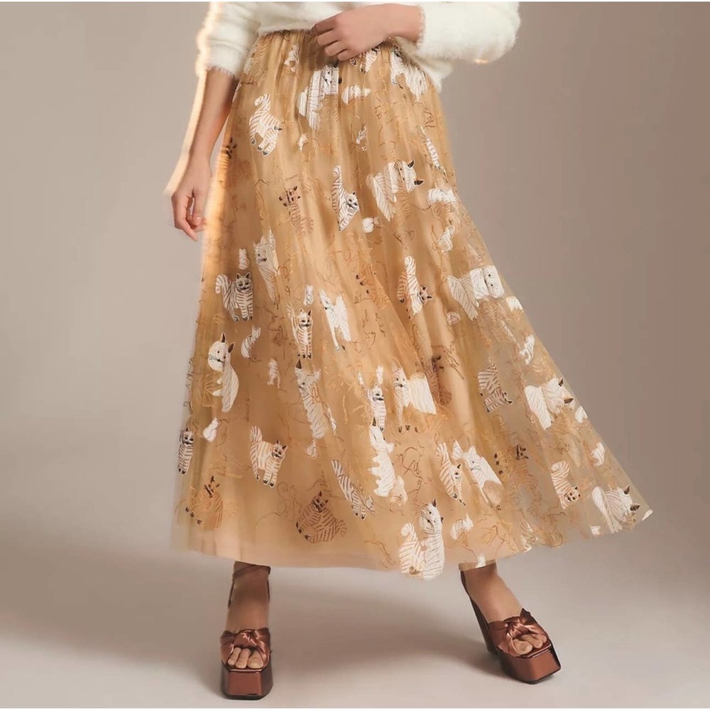 Anthropologie Geisha Designs Applique Maxi Skirt Sz XXS - Picture 6 of 9